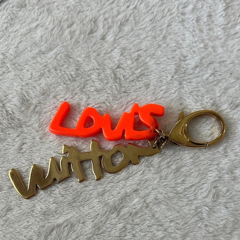 Louis Vuitton Bijou Graffiti Keychain Charm in Neon Orange and Gold - Picture 1 of 8